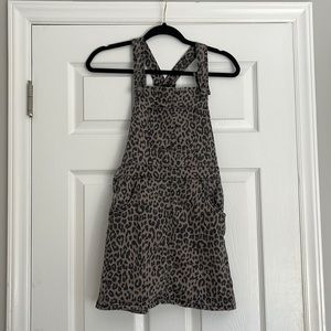 Girls cheetah print overall dress